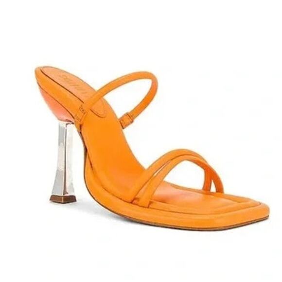 Schutz Agatha Women's Bright Tangerine High Heel Sandals Size 6.5 - Picture 1 of 10
